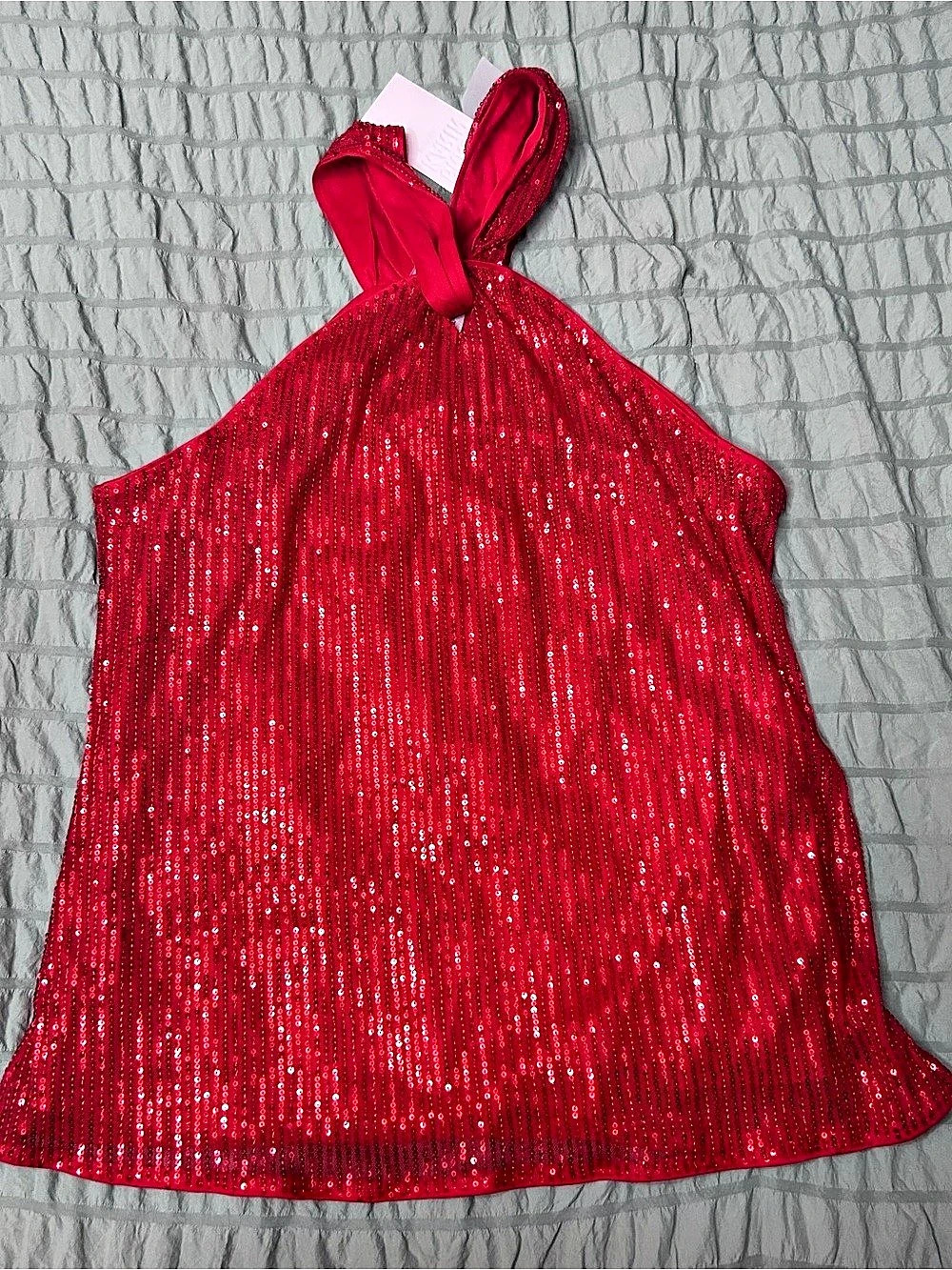 Grace Karin Red Sequined Halter Mini Dress Size XL NWT